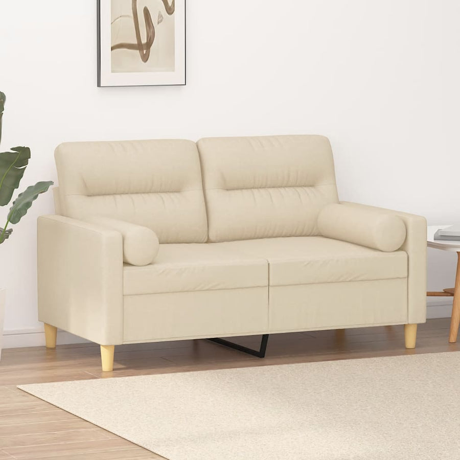 Tweezitsbank Met Sierkussens Stof Kleurig 120 cm Crème