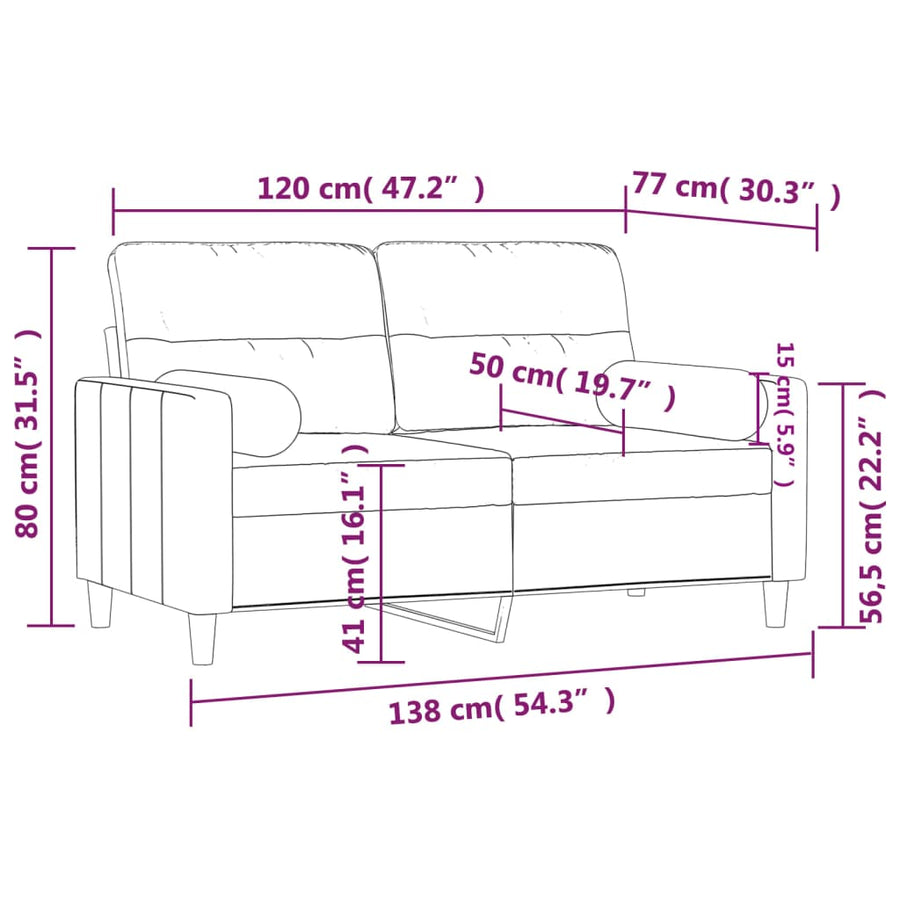Tweezitsbank Met Sierkussens Stof 120 cm Bruin