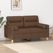 Tweezitsbank 120 cm stof bruin met sierkussens