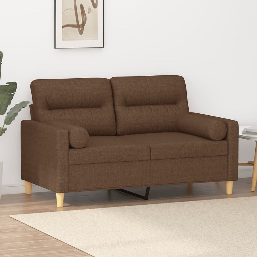 Tweezitsbank Met Sierkussens Stof 120 cm Bruin