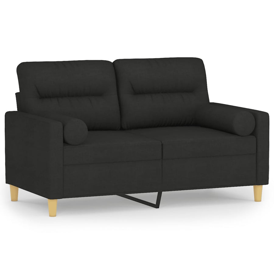 Tweezitsbank Met Sierkussens Stof 120 cm Zwart