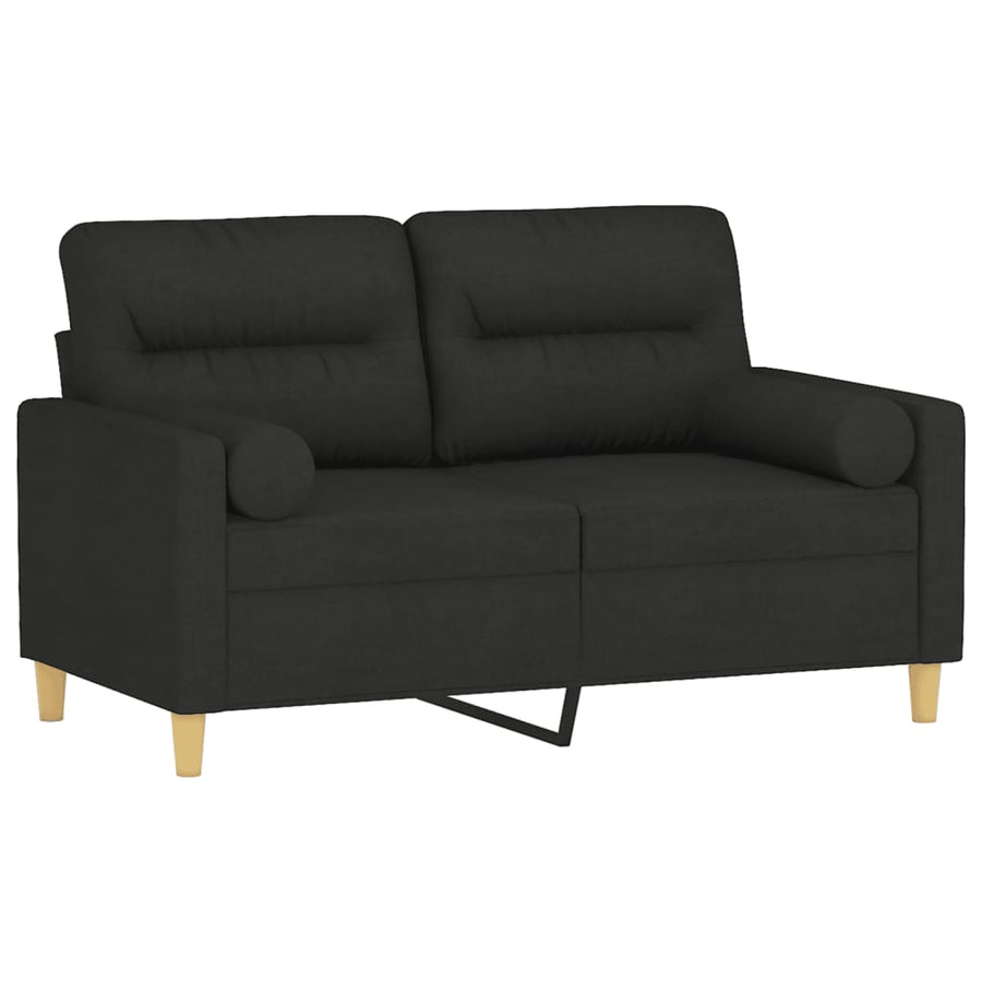 Tweezitsbank Met Sierkussens Stof 120 cm Zwart