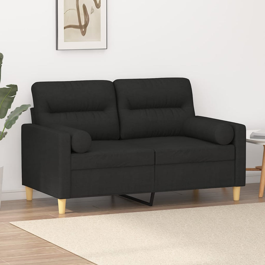 Tweezitsbank Met Sierkussens Stof 120 cm Zwart