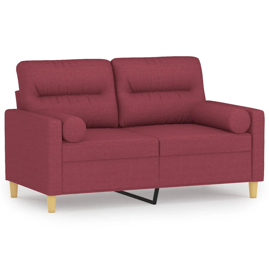 Tweezitsbank Met Sierkussens 120 Cm Stof Wijnrood