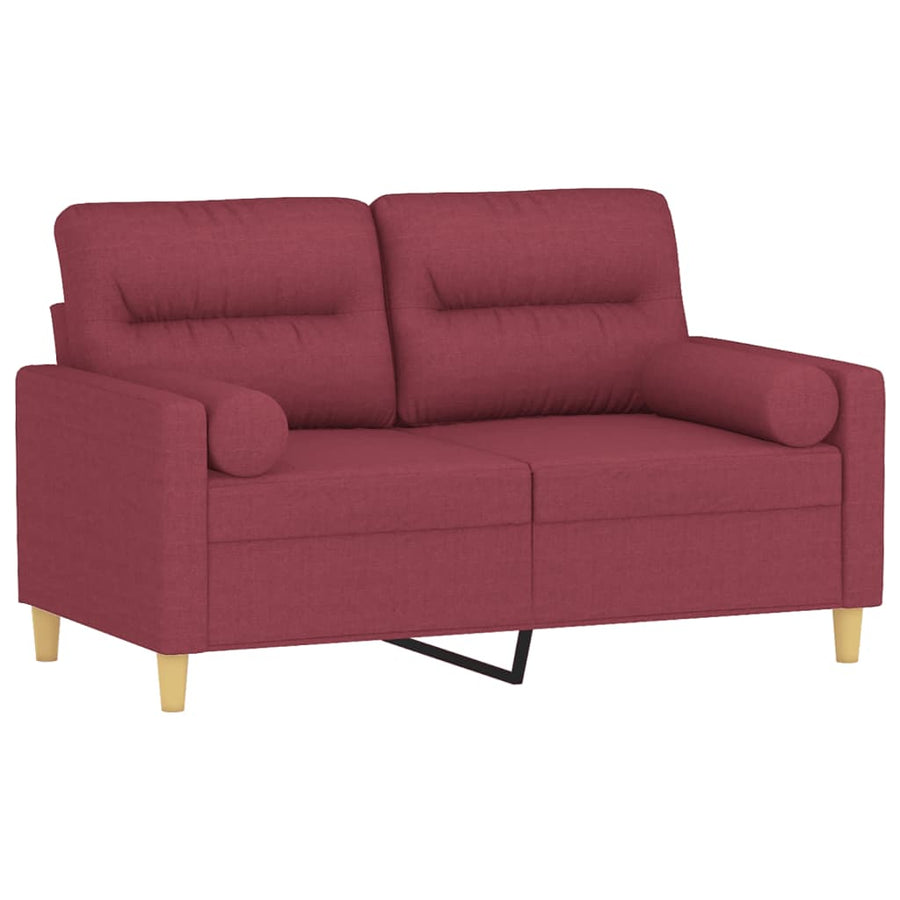 Tweezitsbank Met Sierkussens 120 Cm Stof Wijnrood