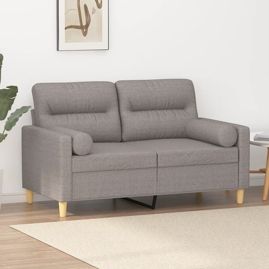 Tweezitsbank Met Sierkussens Stof 120 cm Taupe