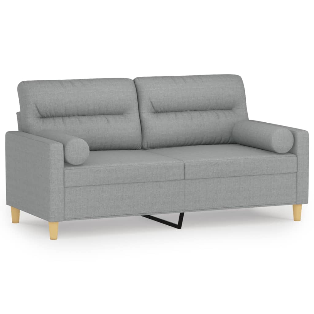 Tweezitsbank Met Sierkussens Stof 140 cm Lichtgrijs