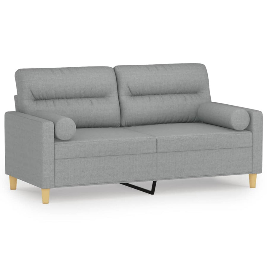 Tweezitsbank Met Sierkussens Stof 140 cm Lichtgrijs