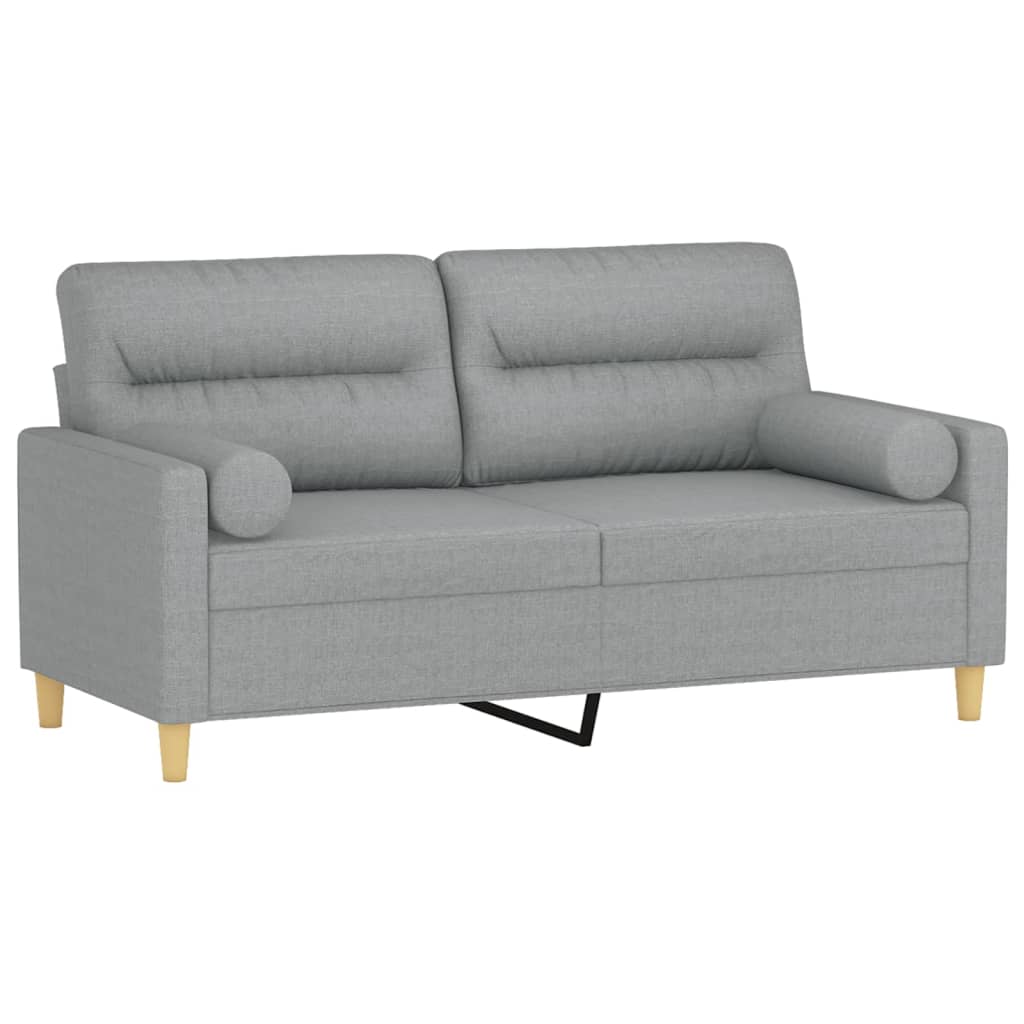 Tweezitsbank Met Sierkussens Stof 140 cm Lichtgrijs