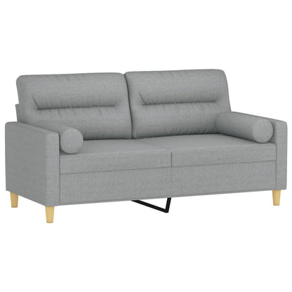 Tweezitsbank Met Sierkussens Stof 140 cm Lichtgrijs