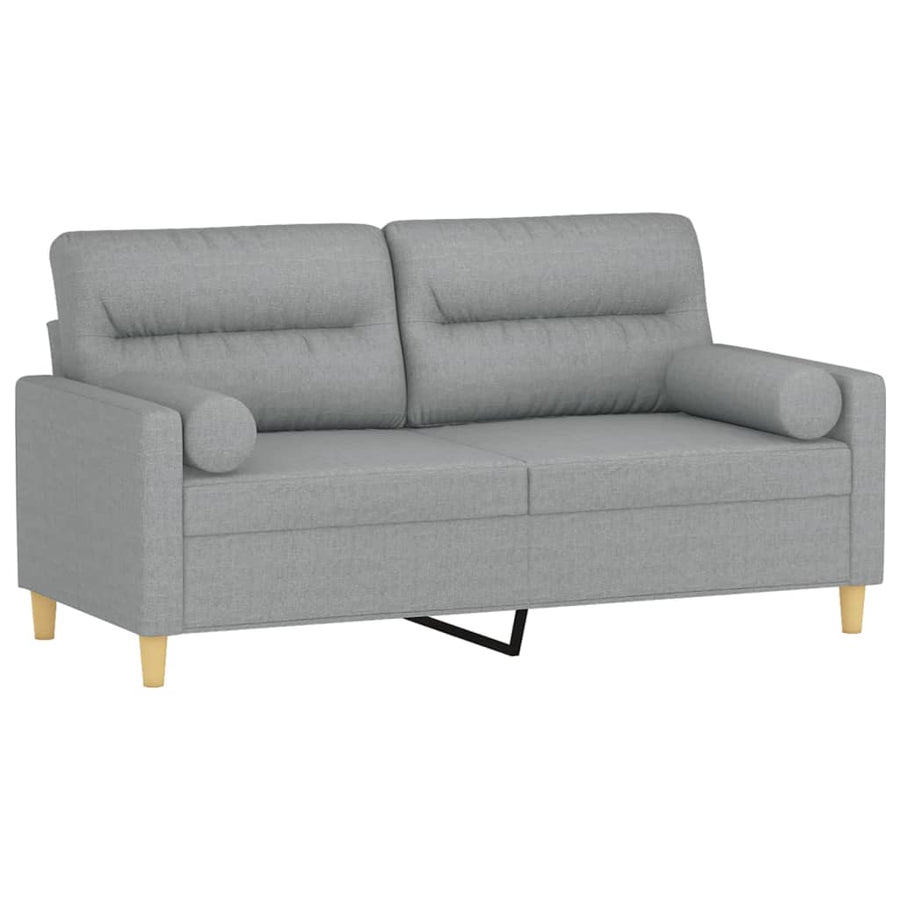 Tweezitsbank Met Sierkussens Stof 140 cm Lichtgrijs