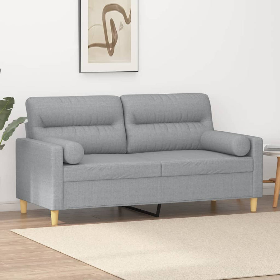 Tweezitsbank Met Sierkussens Stof 140 cm Lichtgrijs