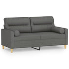 Tweezitsbank 140 cm stof donkergrijs met sierkussens