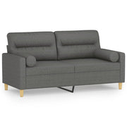 Tweezitsbank 140 cm stof donkergrijs met sierkussens