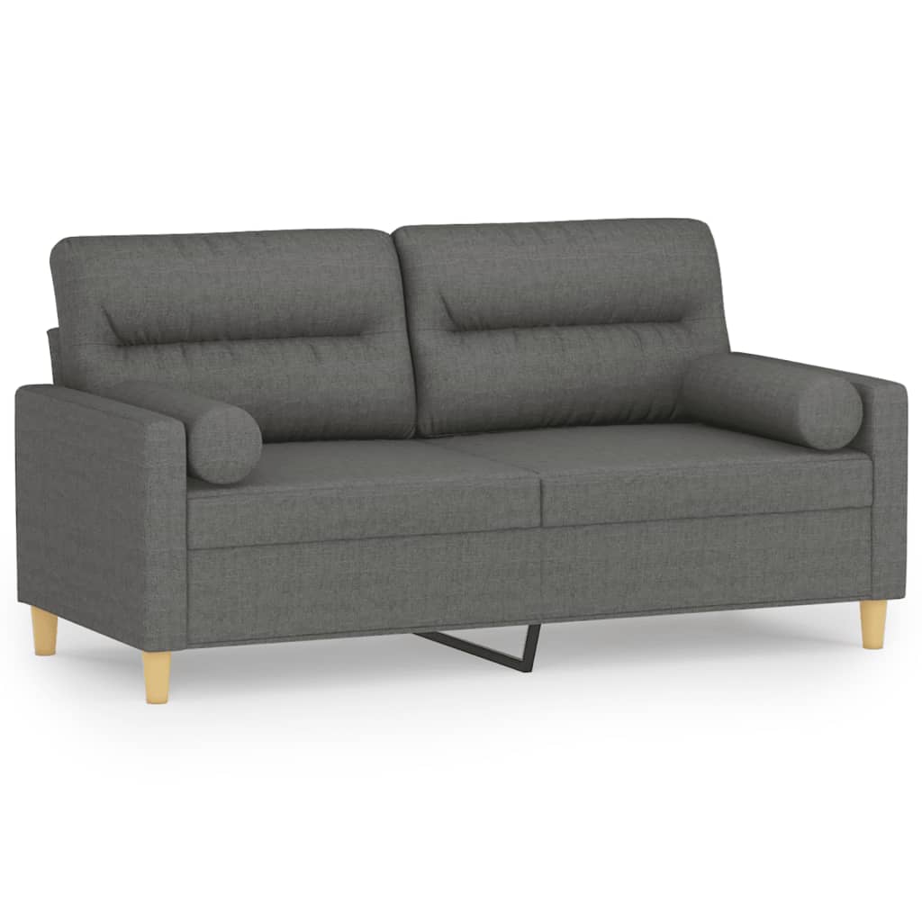 Tweezitsbank Met Sierkussens Stof 140 cm Donkergrijs