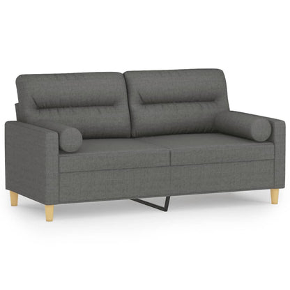 Tweezitsbank Met Sierkussens Stof 140 cm Donkergrijs