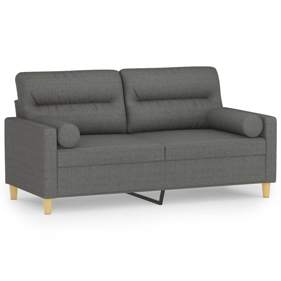 Tweezitsbank Met Sierkussens Stof 140 cm Donkergrijs