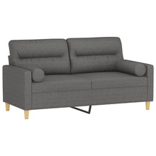 Tweezitsbank Met Sierkussens Stof 140 cm Donkergrijs