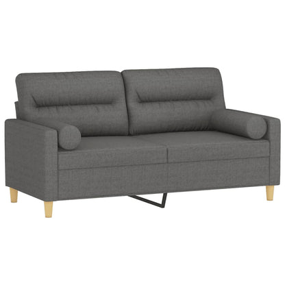 Tweezitsbank Met Sierkussens Stof 140 cm Donkergrijs