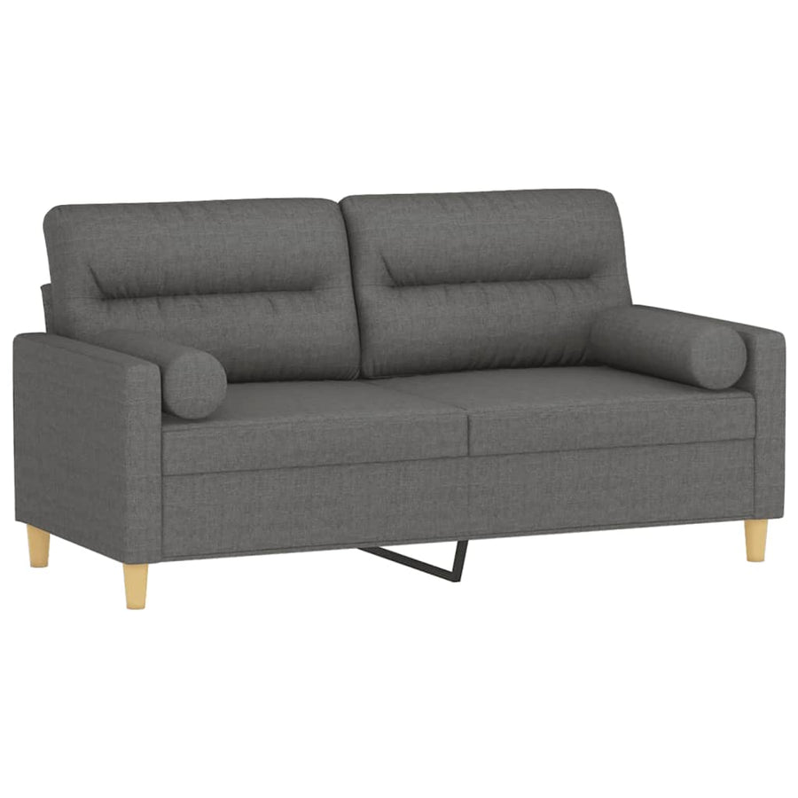 Tweezitsbank Met Sierkussens Stof 140 cm Donkergrijs