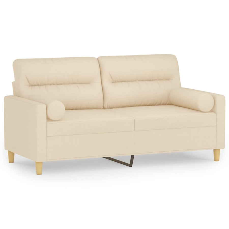 Tweezitsbank Met Sierkussens Stof Kleurig 140 cm Crème