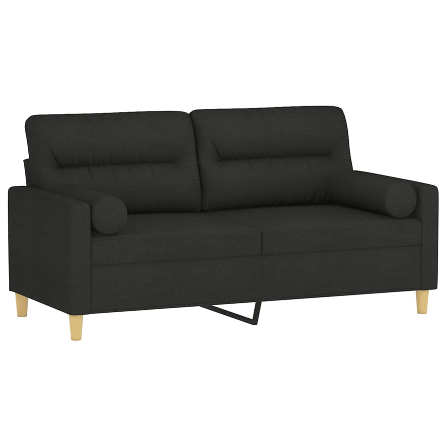 Tweezitsbank Met Sierkussens Stof 140 cm Zwart