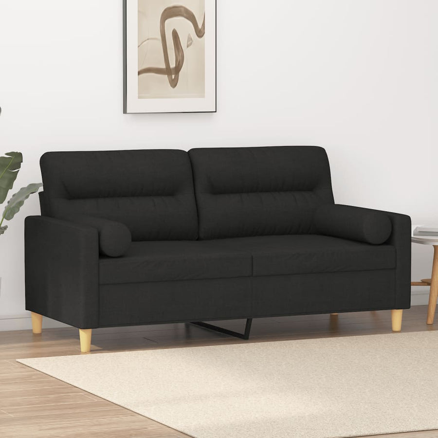 Tweezitsbank Met Sierkussens Stof 140 cm Zwart