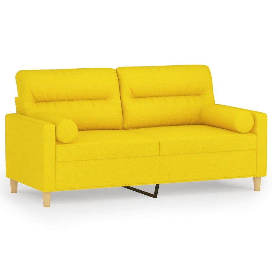 Tweezitsbank Met Sierkussens Stof 140 cm Lichtgeel
