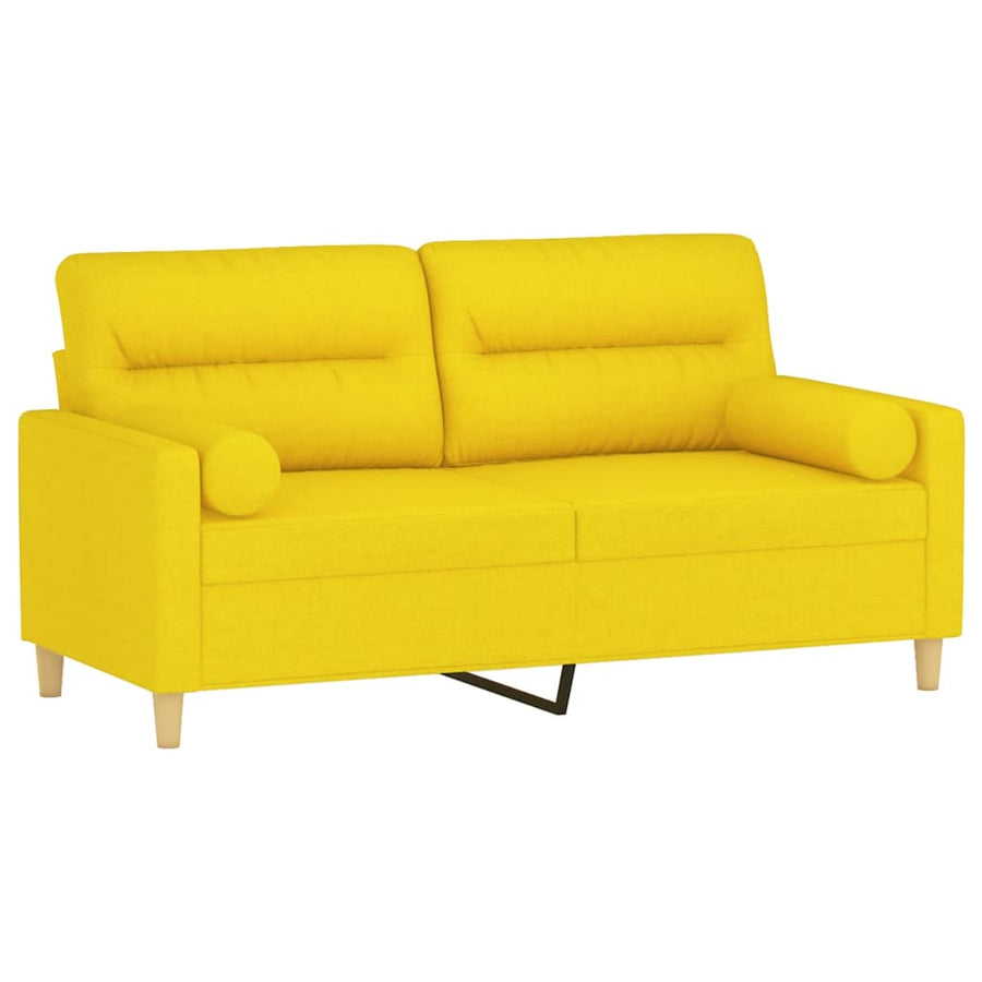 Tweezitsbank Met Sierkussens Stof 140 cm Lichtgeel