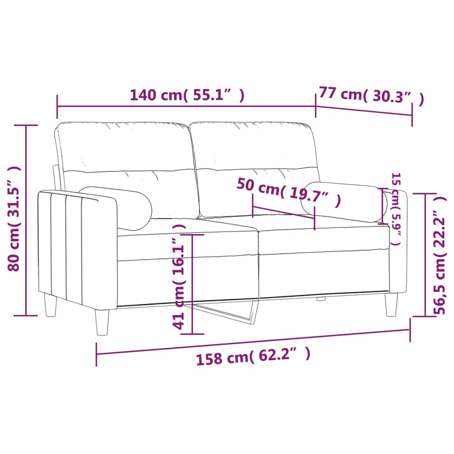 Tweezitsbank Met Sierkussens Stof 140 cm