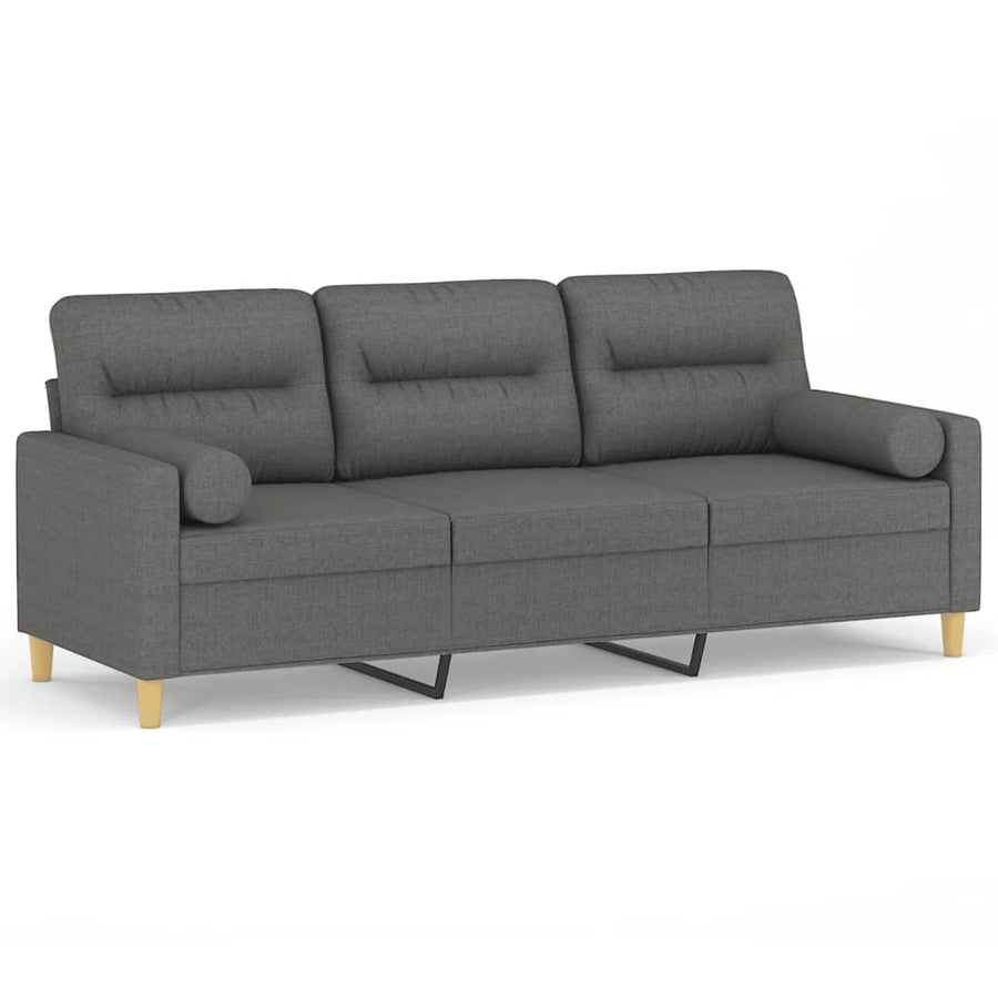 Driezitsbank Met Sierkussens Stof 180 cm Donkergrijs