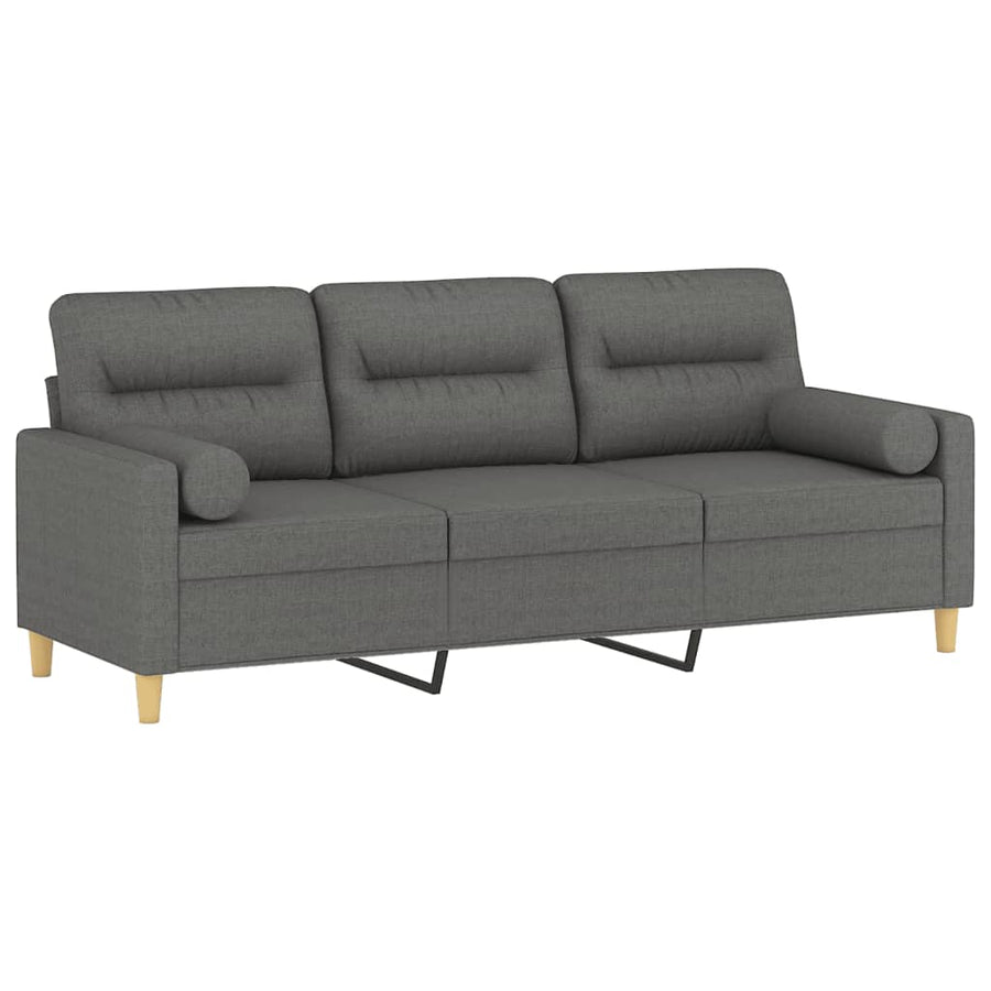 Driezitsbank Met Sierkussens Stof 180 cm Donkergrijs
