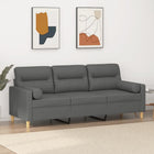 Three-seater sofa with decorative cushions 180 cm fabric dark grey