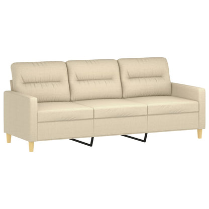 Driezitsbank Met Sierkussens Stof Kleurig 180 cm Crème