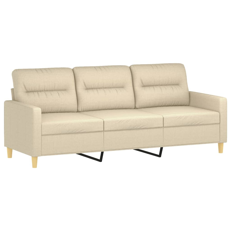 Driezitsbank Met Sierkussens Stof Kleurig 180 cm Crème
