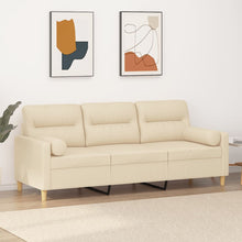 Driezitsbank Met Sierkussens Stof Kleurig 180 cm Crème