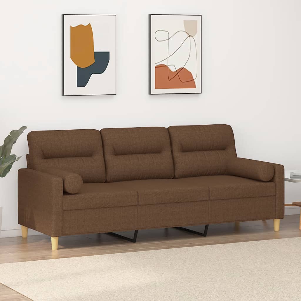 Driezitsbank Met Sierkussens Stof 180 cm Bruin