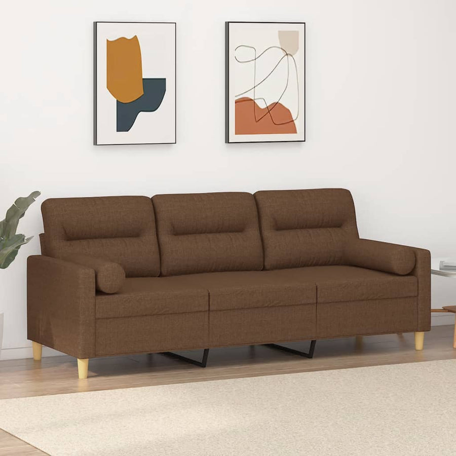 Driezitsbank Met Sierkussens Stof 180 cm Bruin
