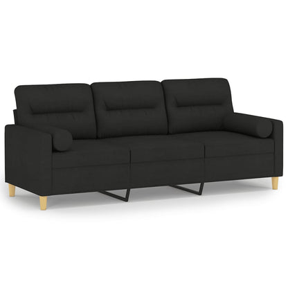 Driezitsbank Met Sierkussens Stof 180 cm Zwart