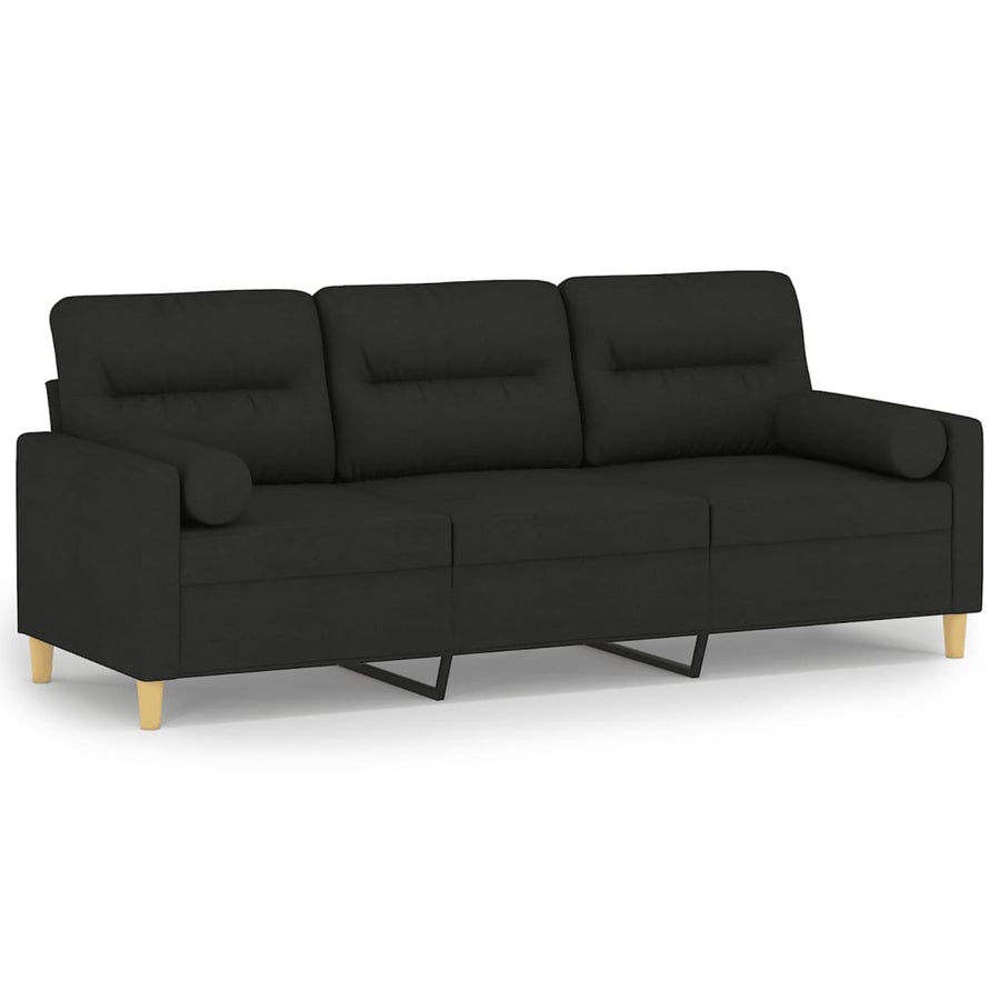Driezitsbank Met Sierkussens Stof 180 cm Zwart
