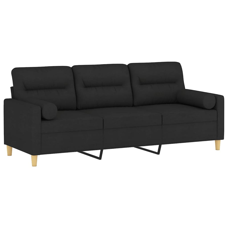 Driezitsbank Met Sierkussens Stof 180 cm Zwart