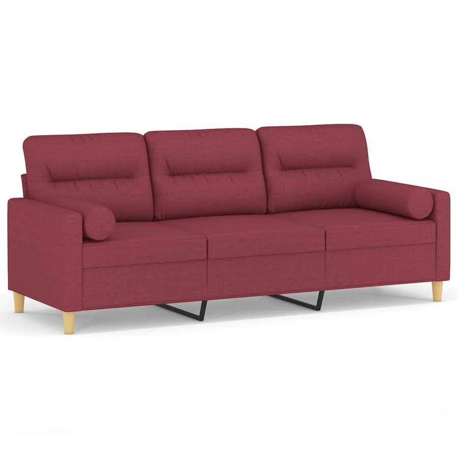 Driezitsbank Met Sierkussens Stof 180 cm Wijnrood