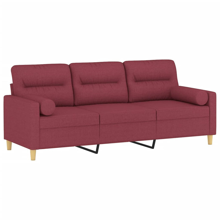 Driezitsbank Met Sierkussens Stof 180 cm Wijnrood