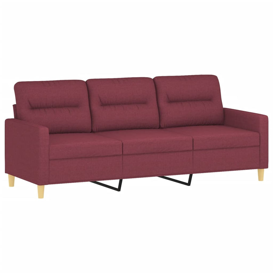 Driezitsbank Met Sierkussens Stof 180 cm Wijnrood