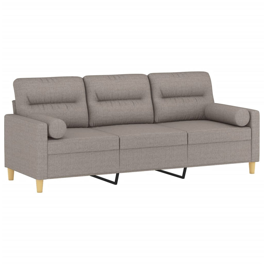 Driezitsbank Met Sierkussens Stof 180 cm Taupe