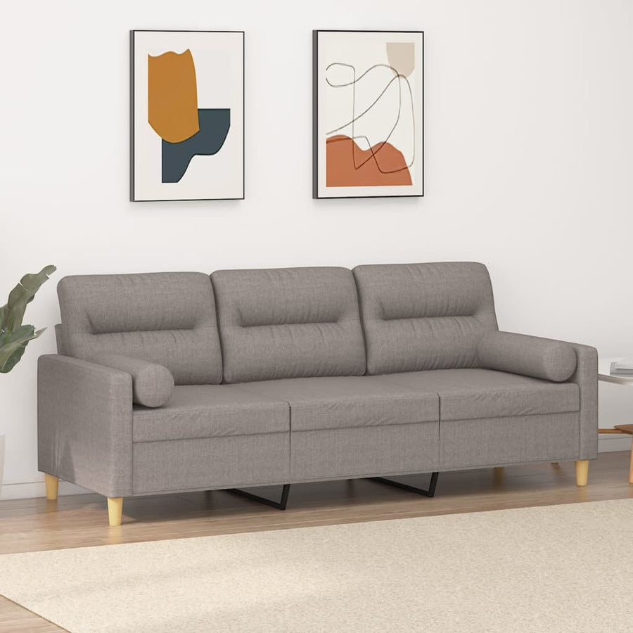 Driezitsbank Met Sierkussens Stof 180 cm Taupe