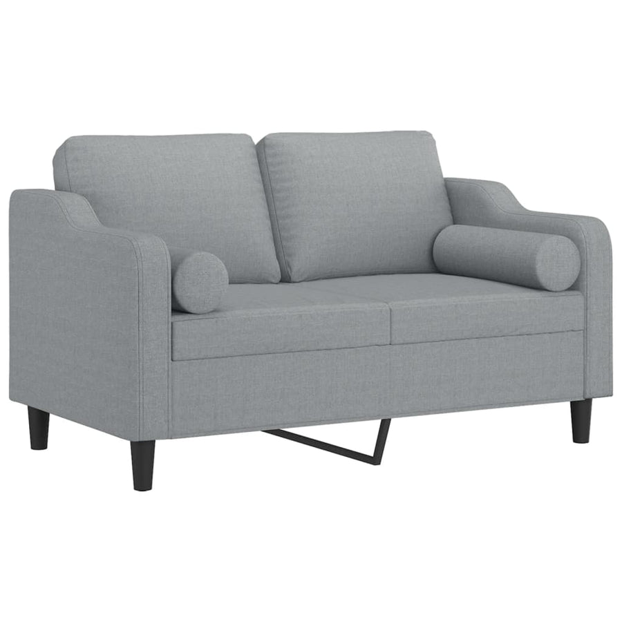 Tweezitsbank Met Sierkussens Stof 120 cm Lichtgrijs