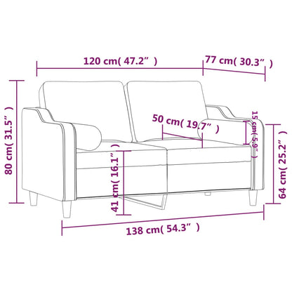 Tweezitsbank Met Sierkussens Stof 120 cm Lichtgrijs