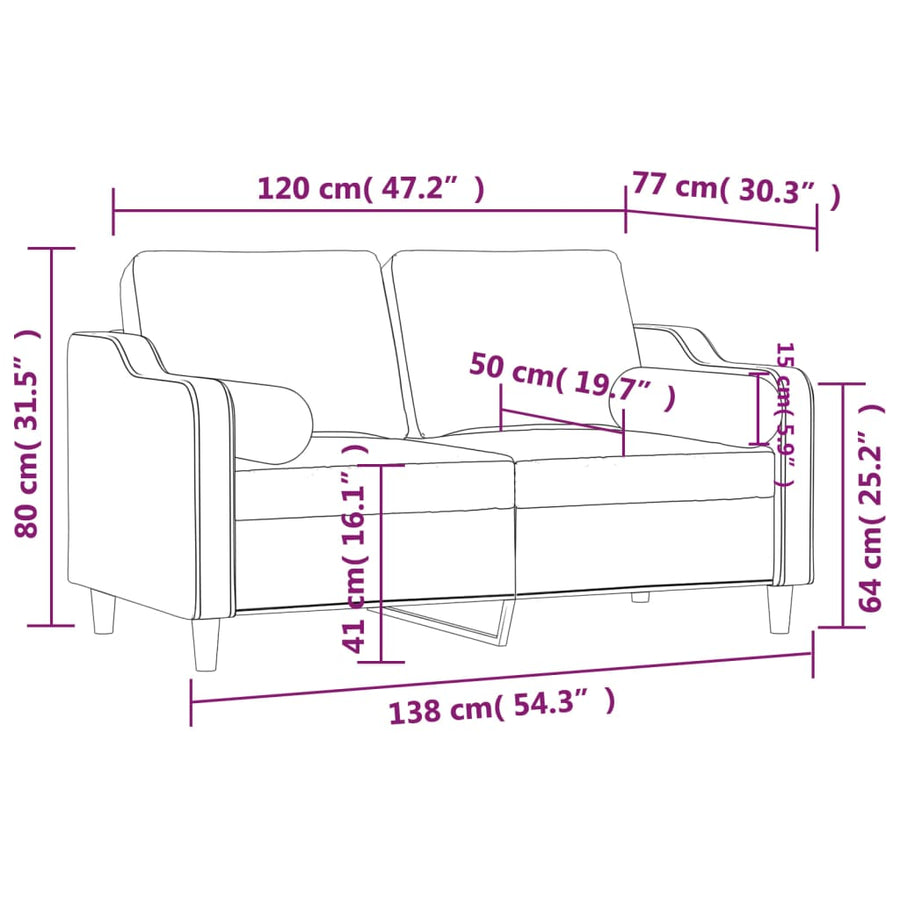 Tweezitsbank Met Sierkussens Stof 120 cm Lichtgrijs