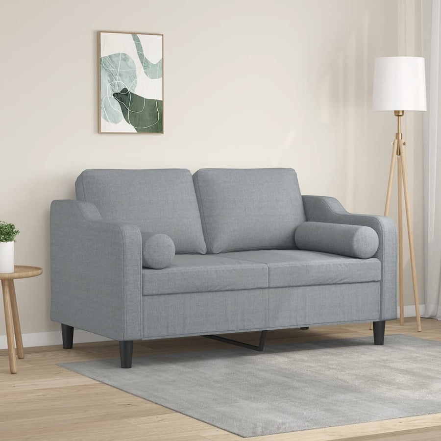 Tweezitsbank Met Sierkussens Stof 120 cm Lichtgrijs